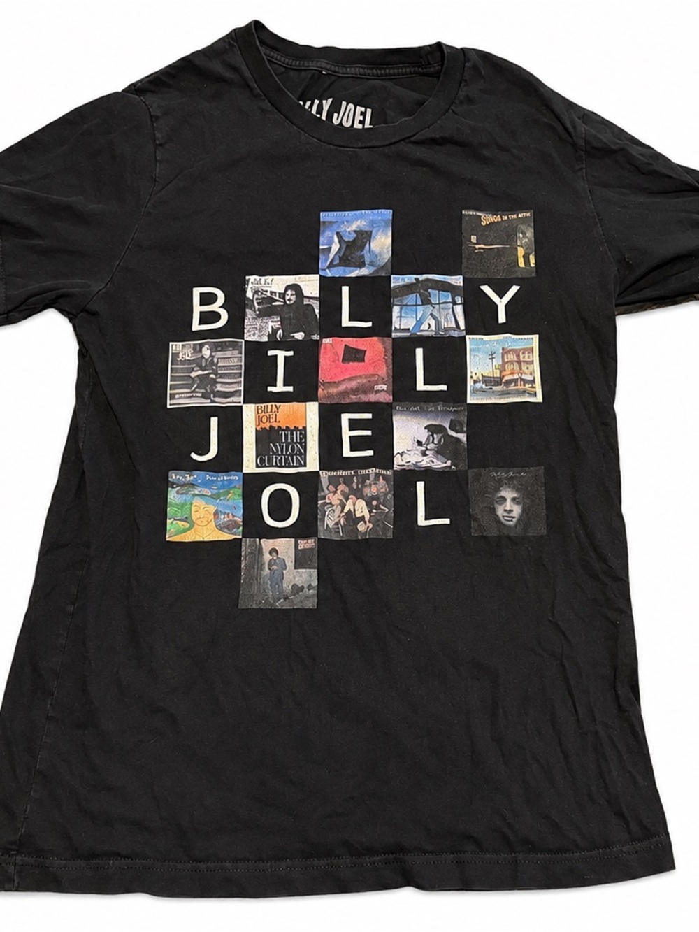 Billy Joel Official Album Collage Graphic Tee Black Made in USA